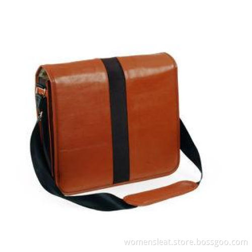 Nylon Strip Brown Leather Shoulder Bag for Men , Laptop Poc